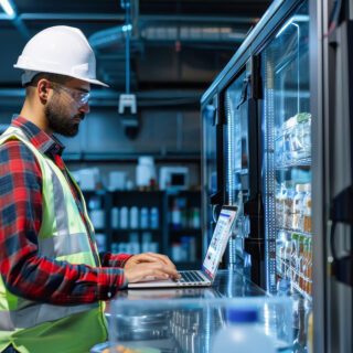 operatore controlla temperatura frigoriferi